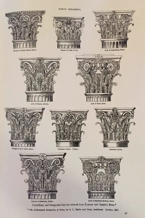 Capital designs from Ancient Roman architecture
