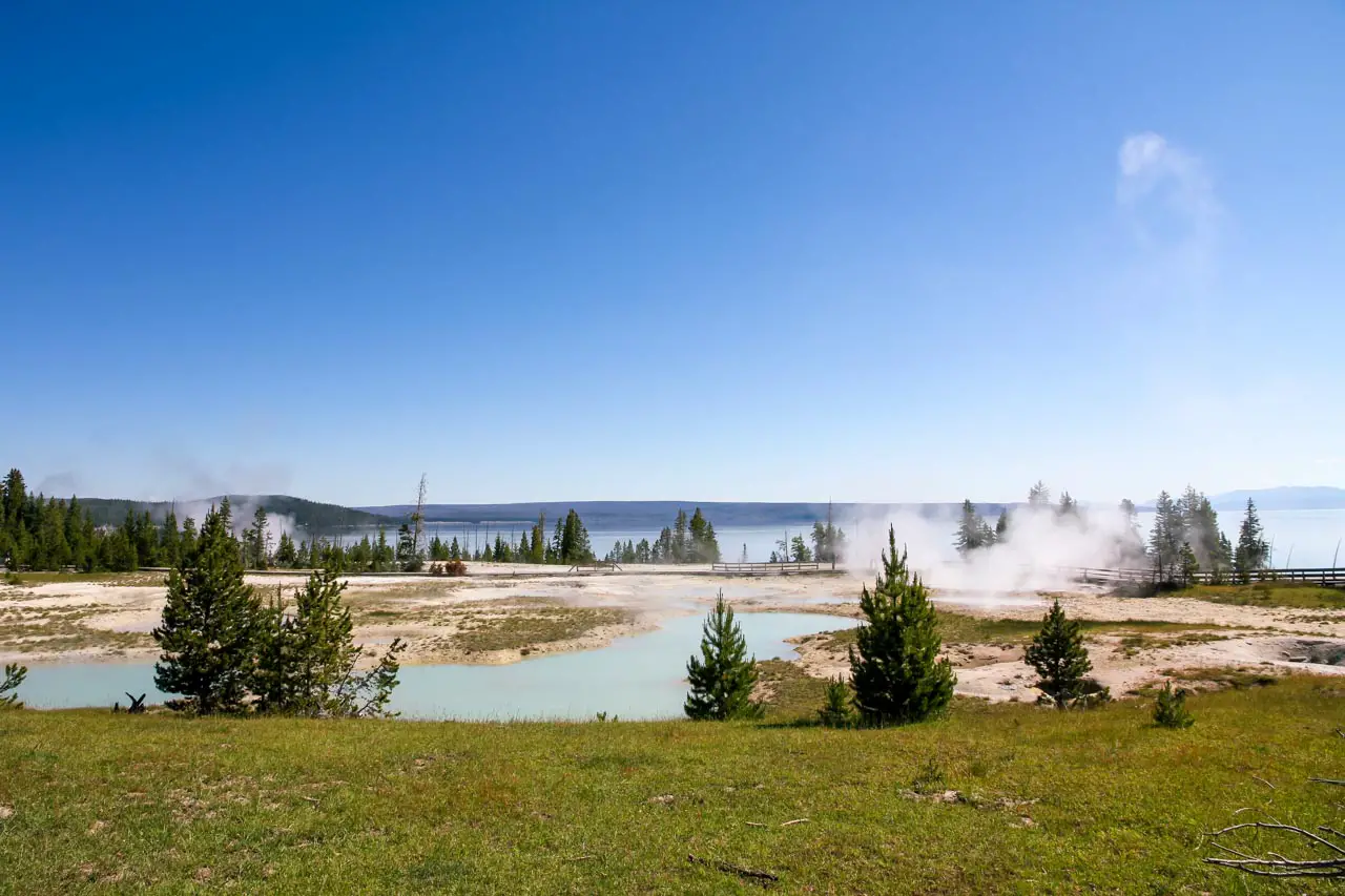 Geysers on the shores of Lake Yellowstone