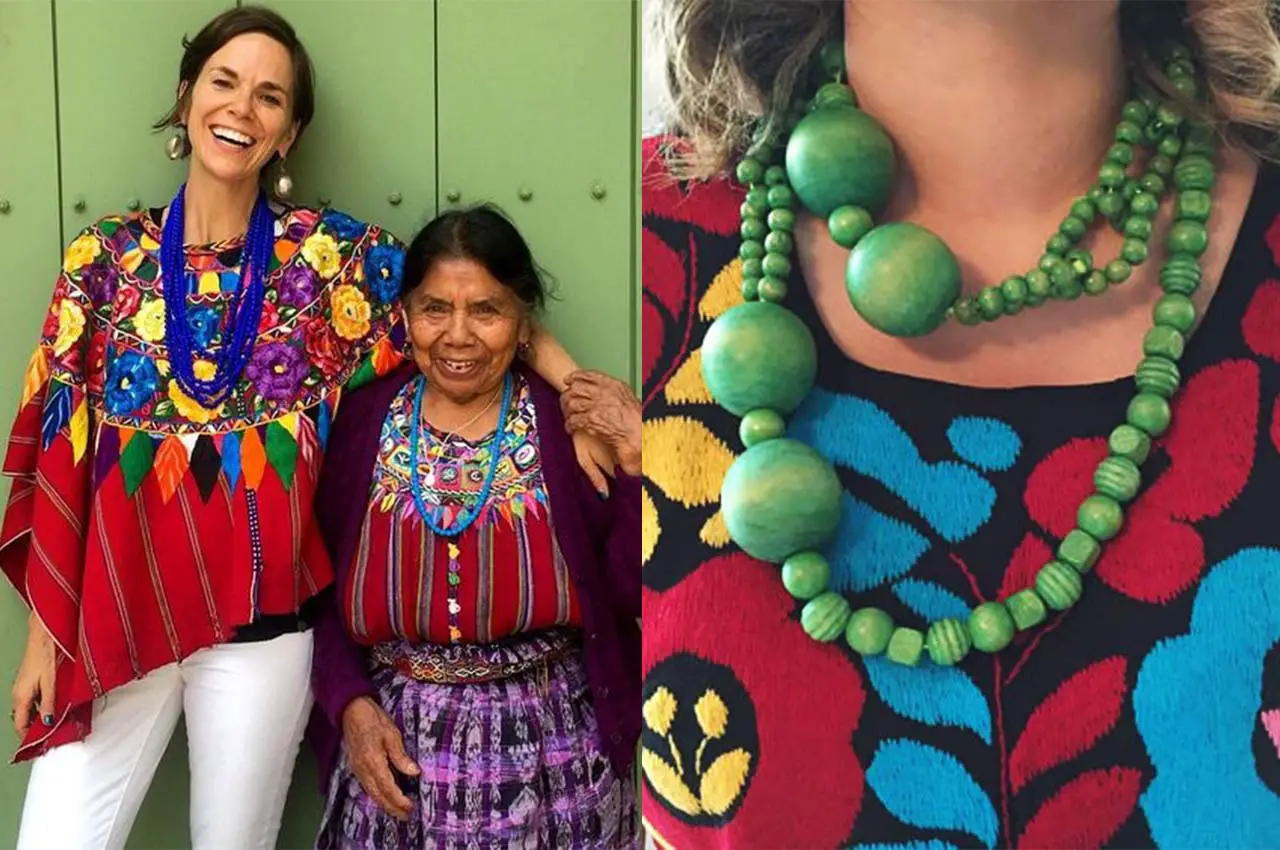 Women wearing huipils with chunky necklacesnecklaces