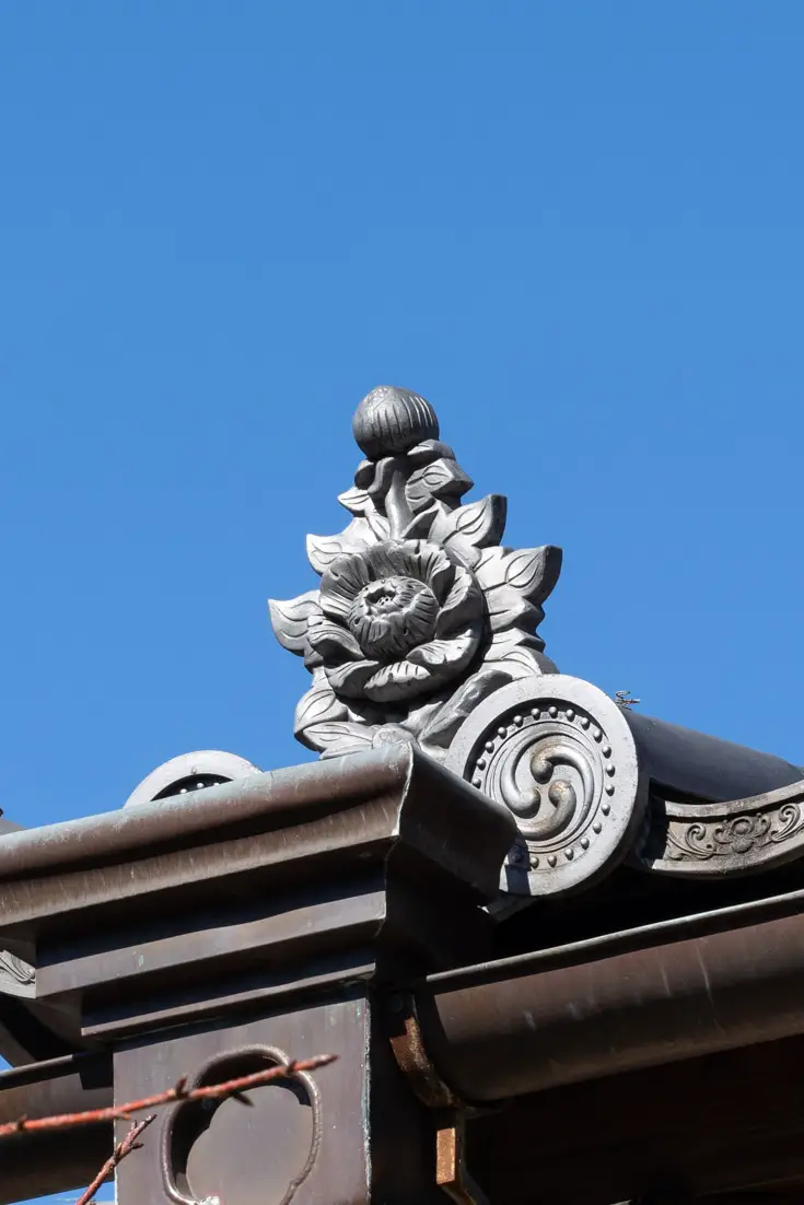 Flower decoration on Japanese rooftop