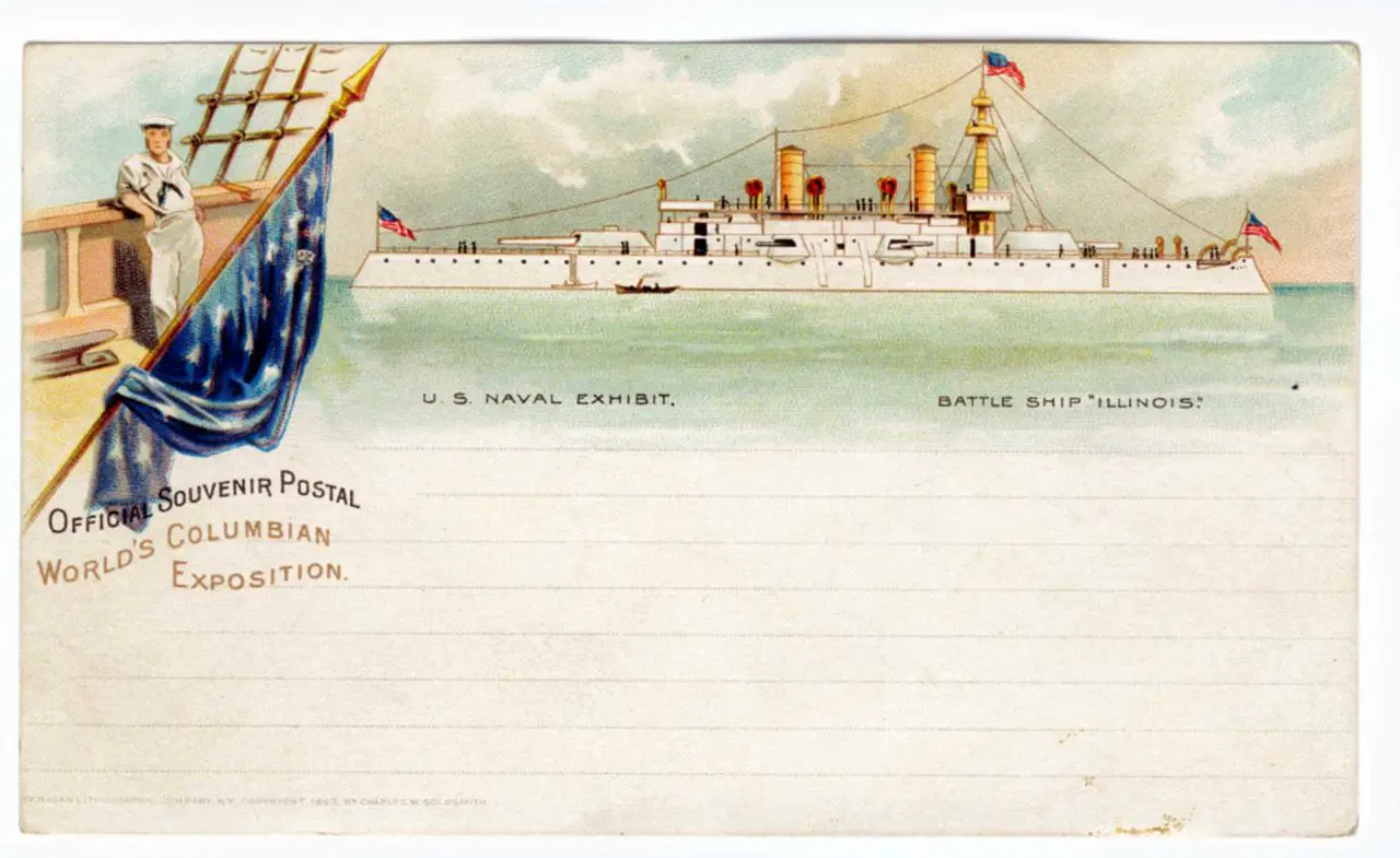 Pre-World's Columbian Exposition 1893 Postcard - U.S. Naval Exhibit