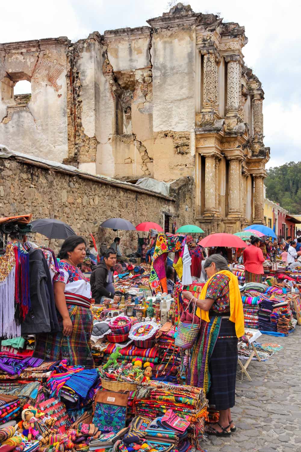 El Carmen church ruins and artisan markets in the street our front