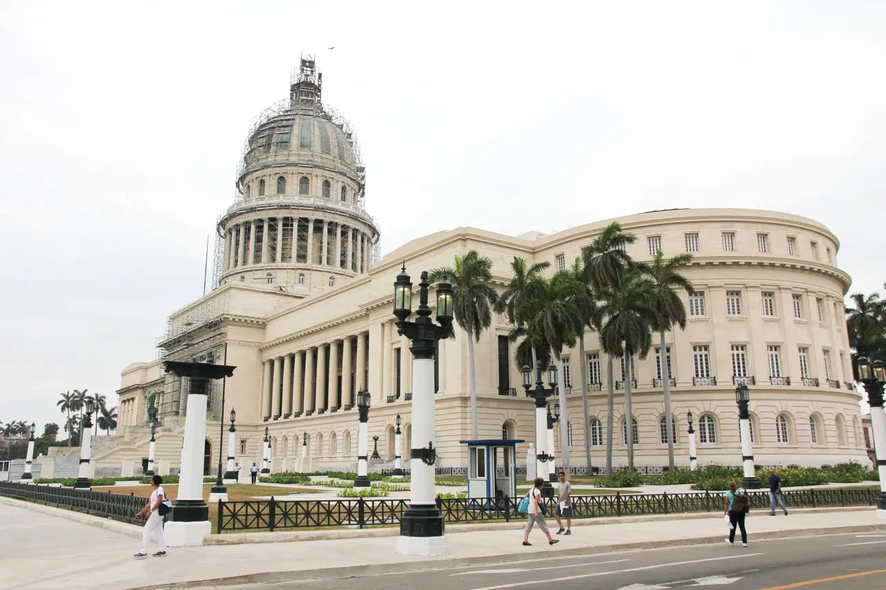 El Capitolio with construction scaffolding on the cupola in Havana, Cuba