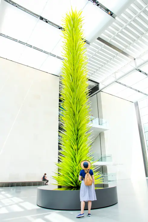 Lime Green Icicle Tower by Dale Chihuly, 2011 at the Boston Museum of Fine Arts