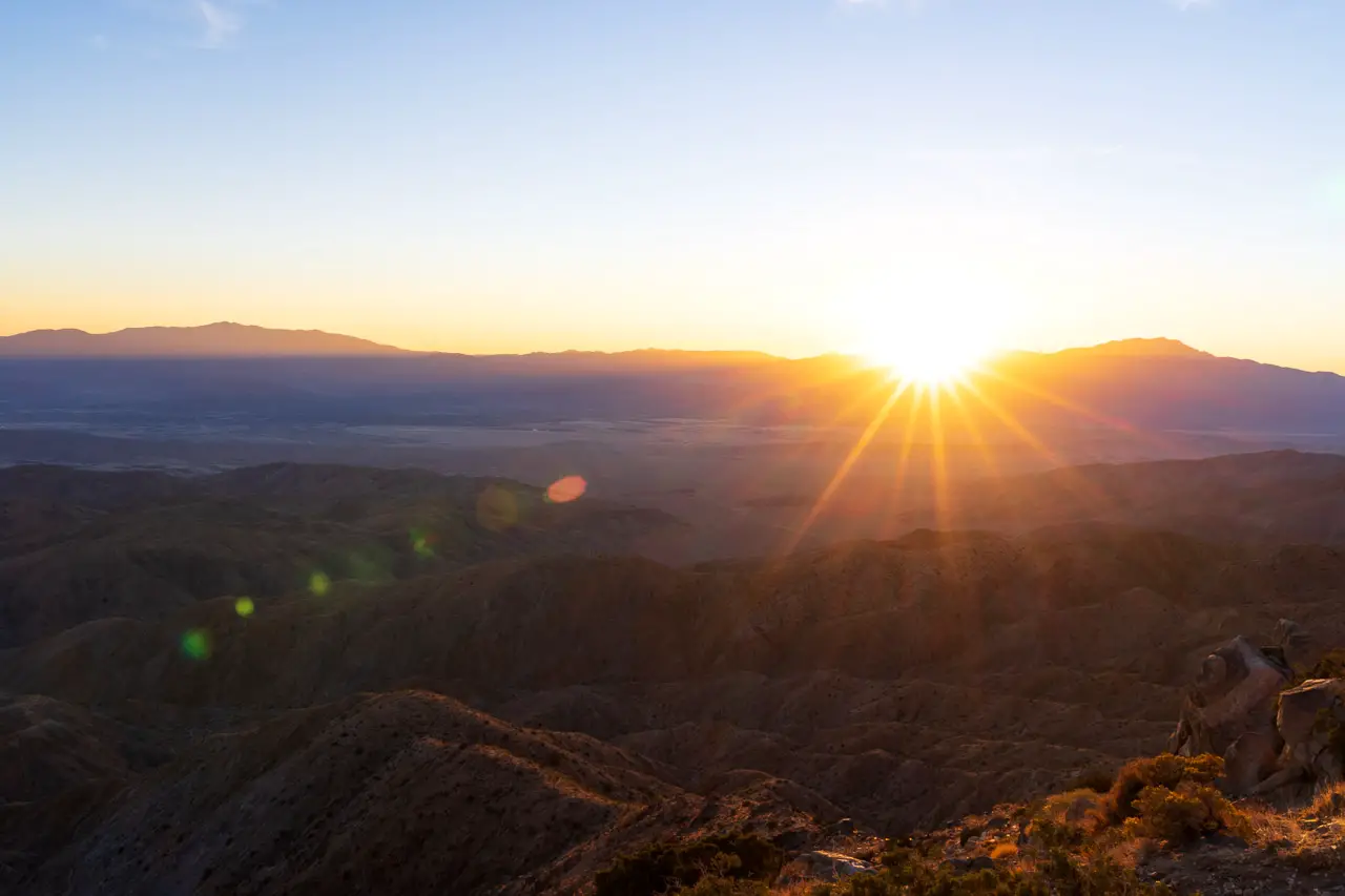 Keys View sunset view across the Coachella Valley