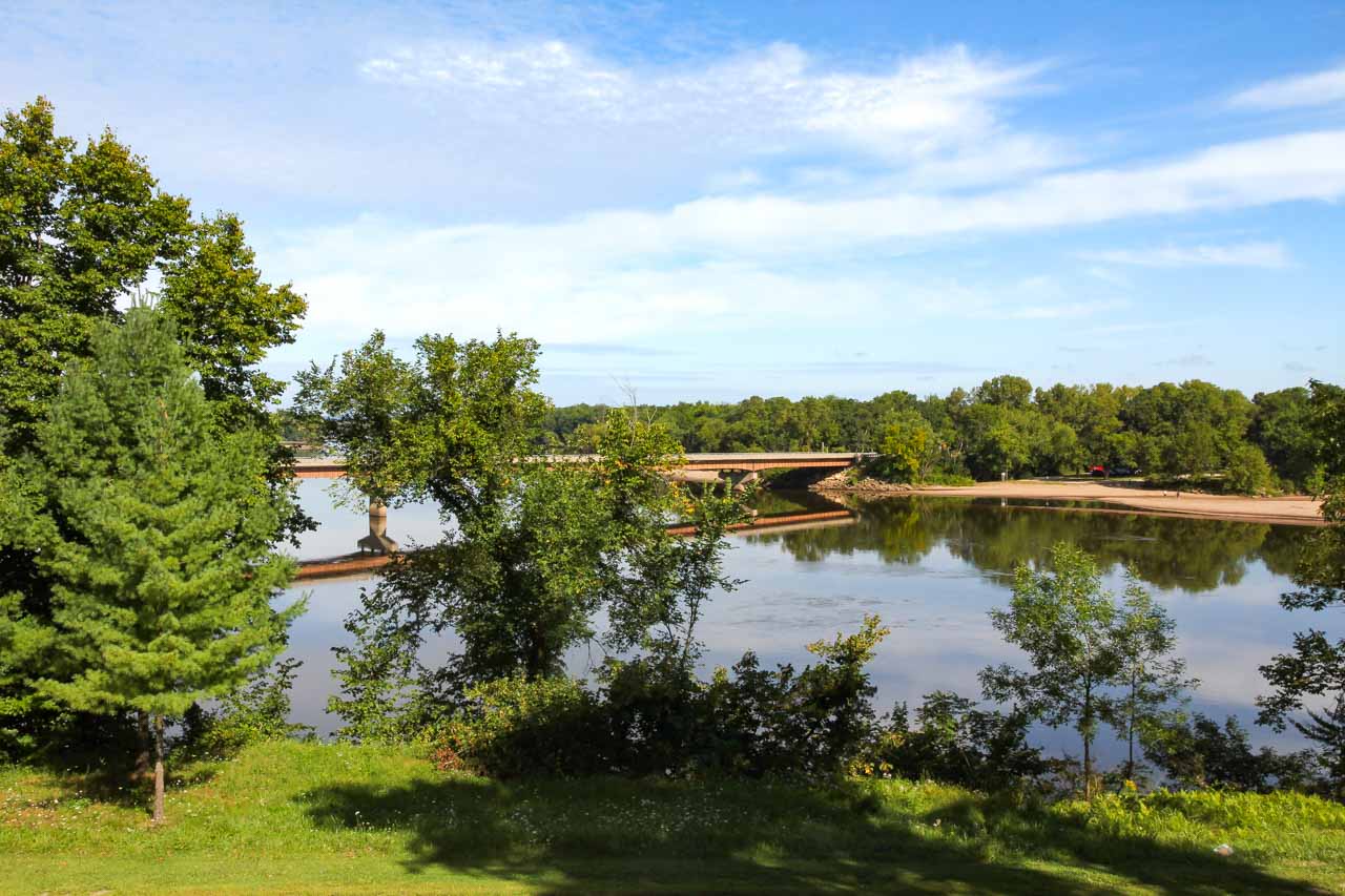 Wisconsin River viewed from bank near bridge crossing at Spring Green