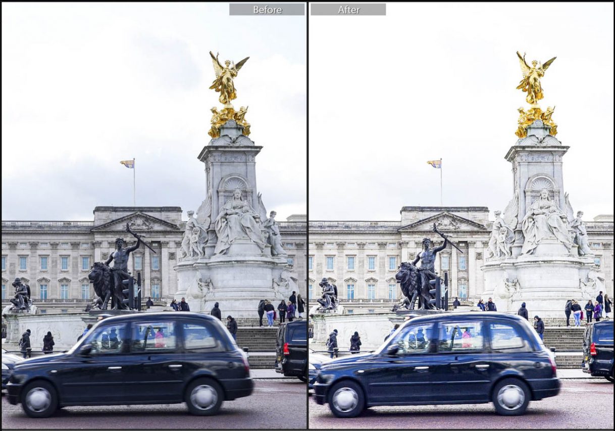 Before and after editing with Lightroom