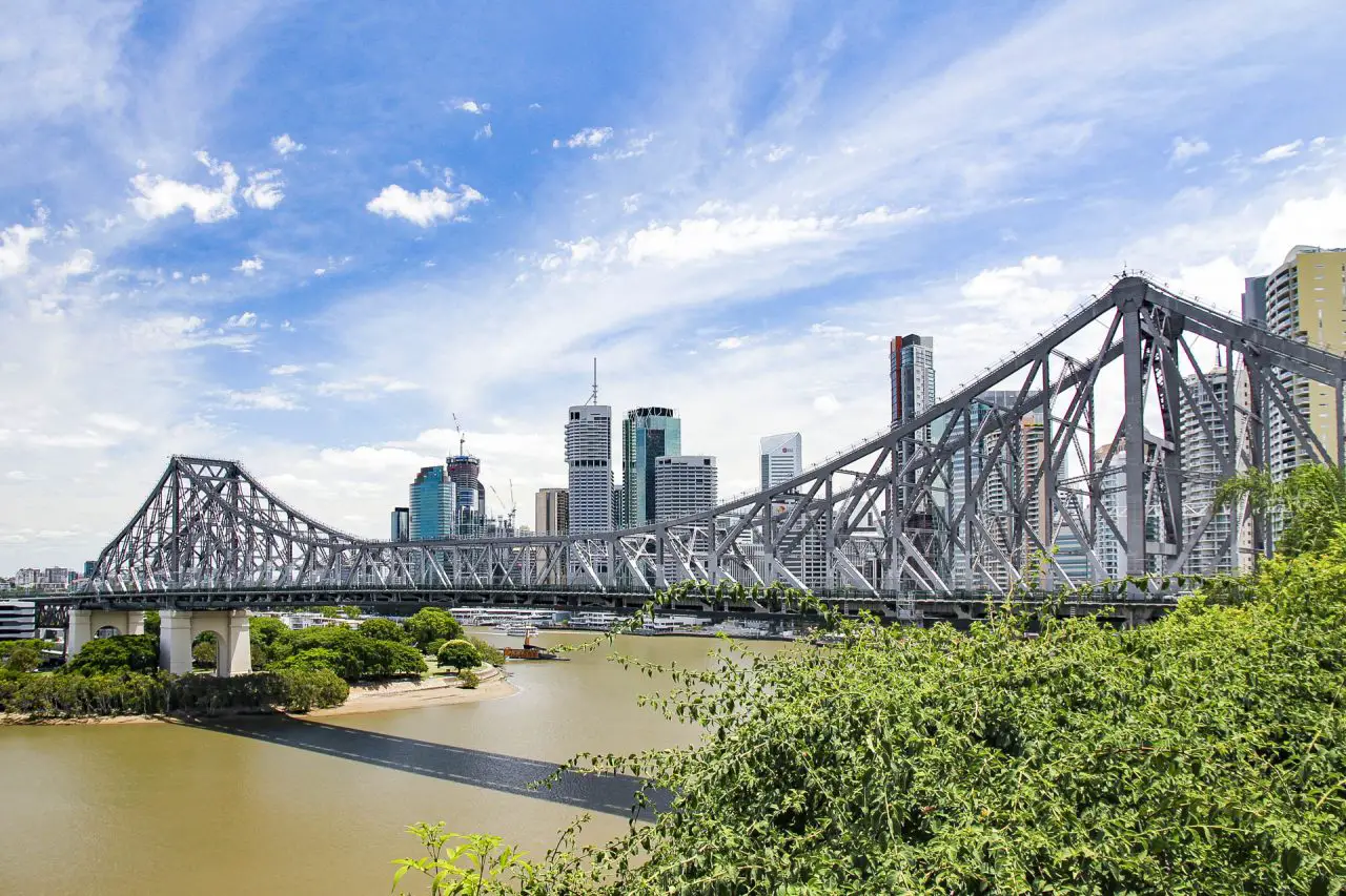 View of Story Bridge with Brisbane skyline in the background
