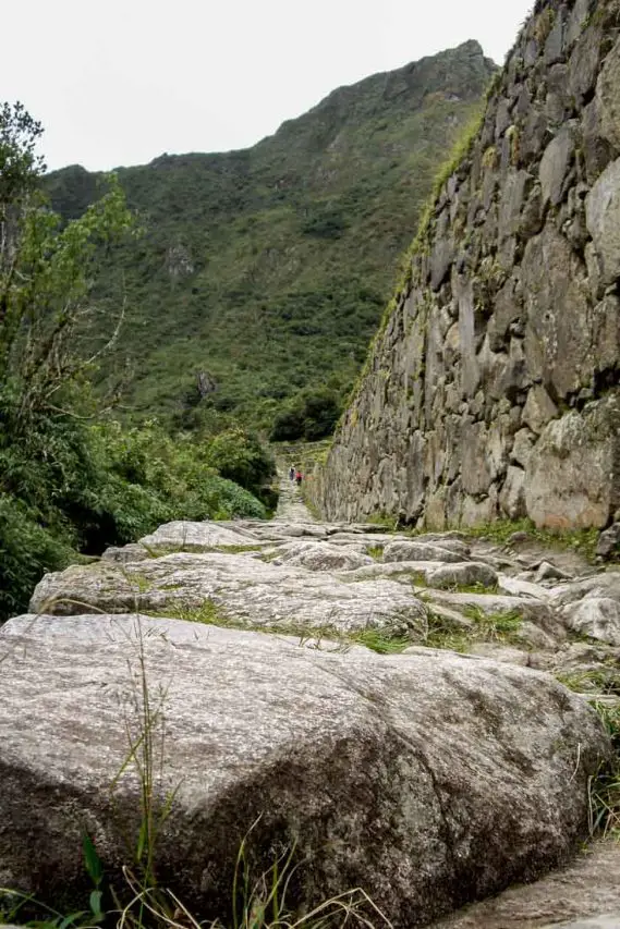 A stone path with mountain in the background.