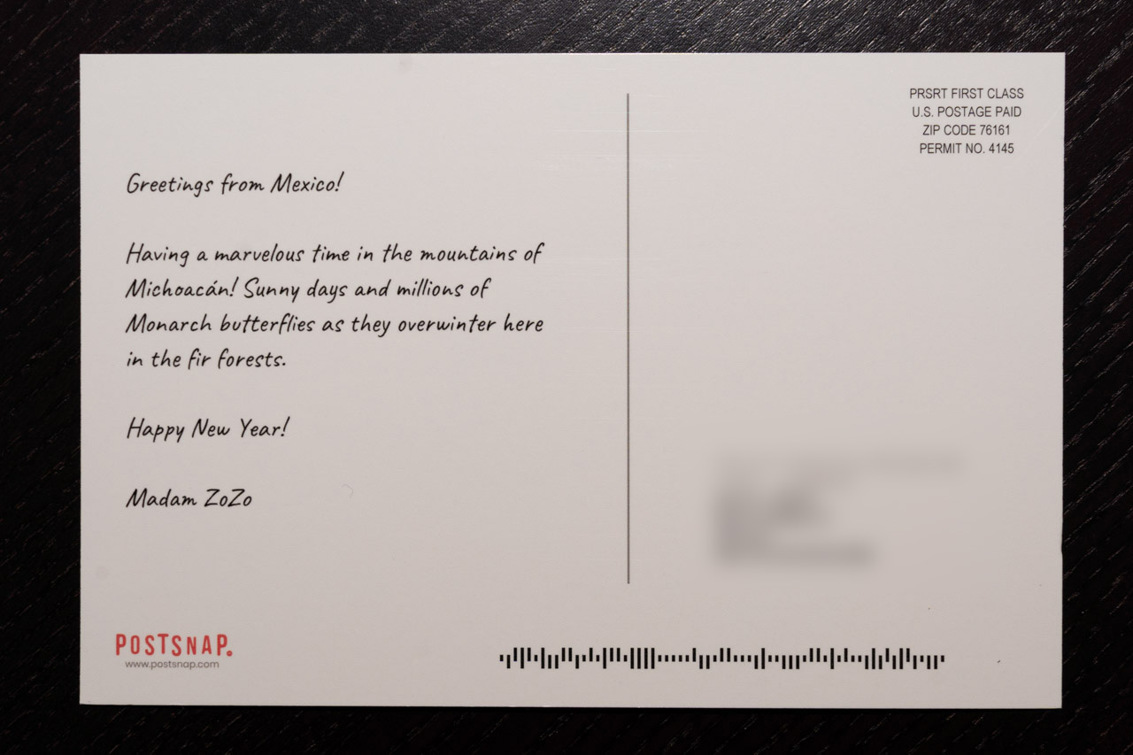 Postsnap postcard rear
