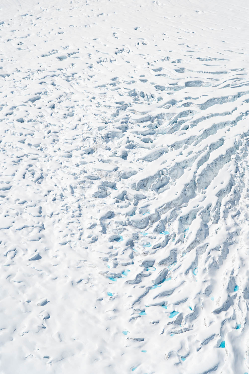 Close up of glacier texture from flightseeing plane