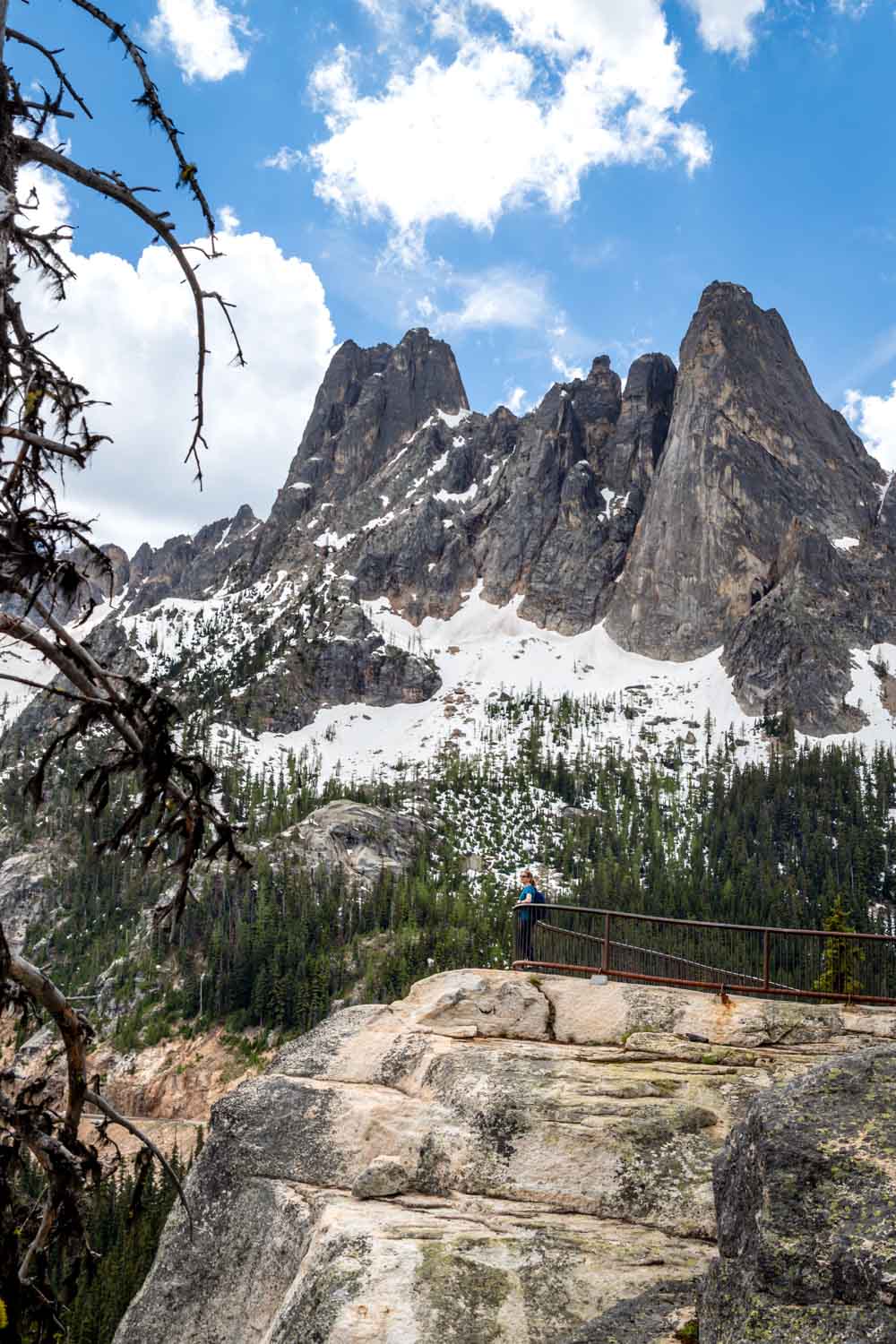 View of Liberty Bell Mountain with overlook in foreground