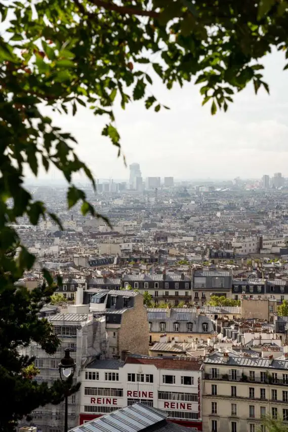 View over Paris rooftops from the peak of Montmartre