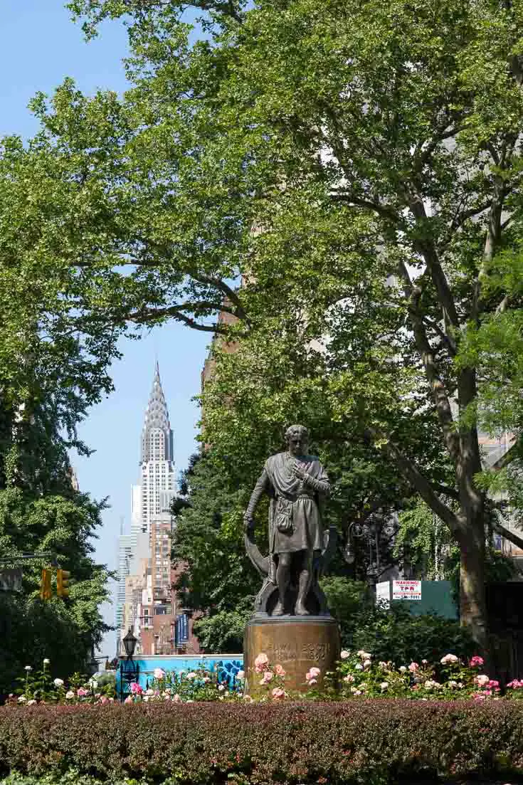 Looking across Gramercy Park, to the Chrysler Building down Lexington Ave