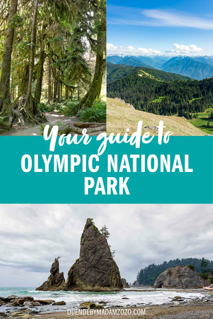 Images of various landscapes from forests to beaches, with text reading "Your Guide to Olympic National Park"