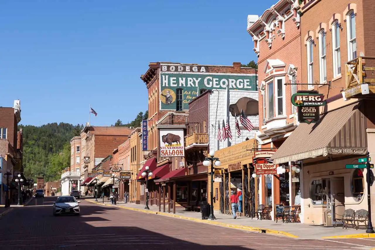 Main street of Deadwood with historic architecture