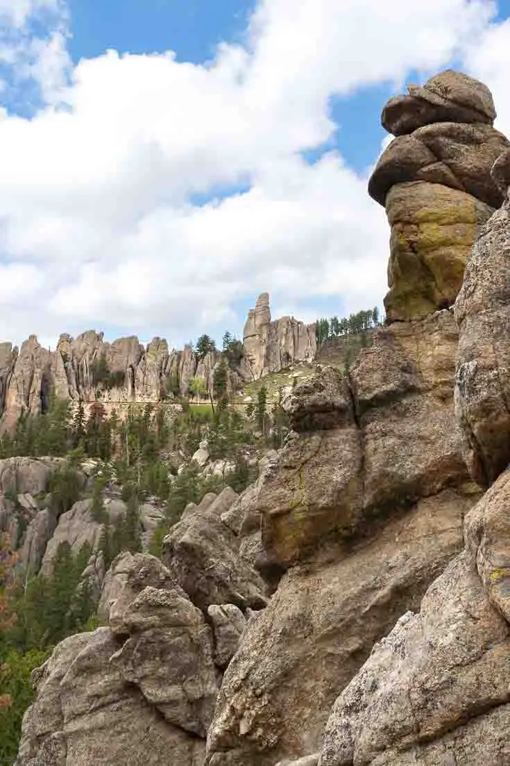 Needle-like rock formations on hillside