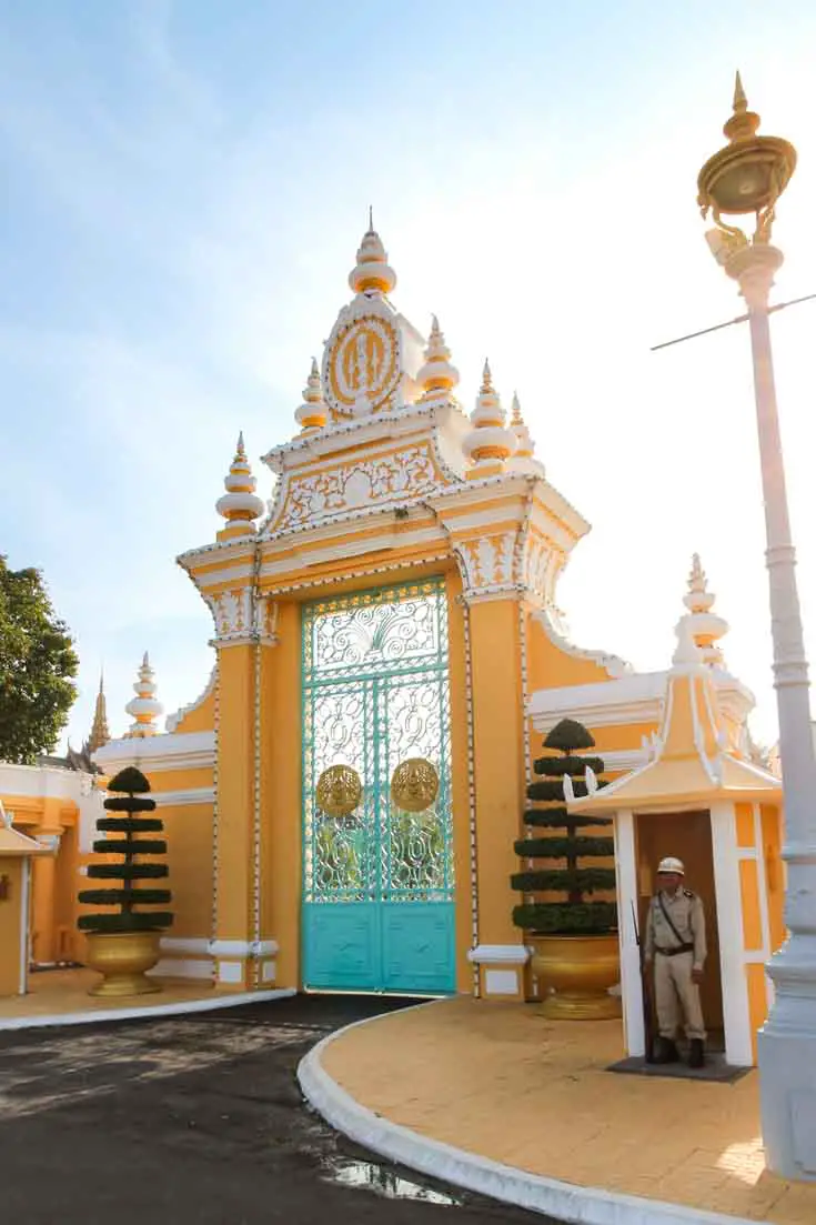 Large, highly decorated yellow and aqua gate