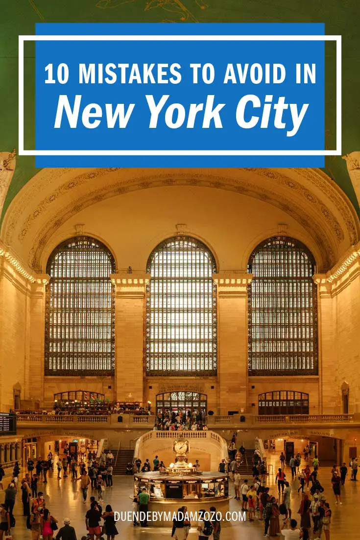 Image of Grand Central Terminal with title overlay reading "10 Mistakes to Avoid in New York City"