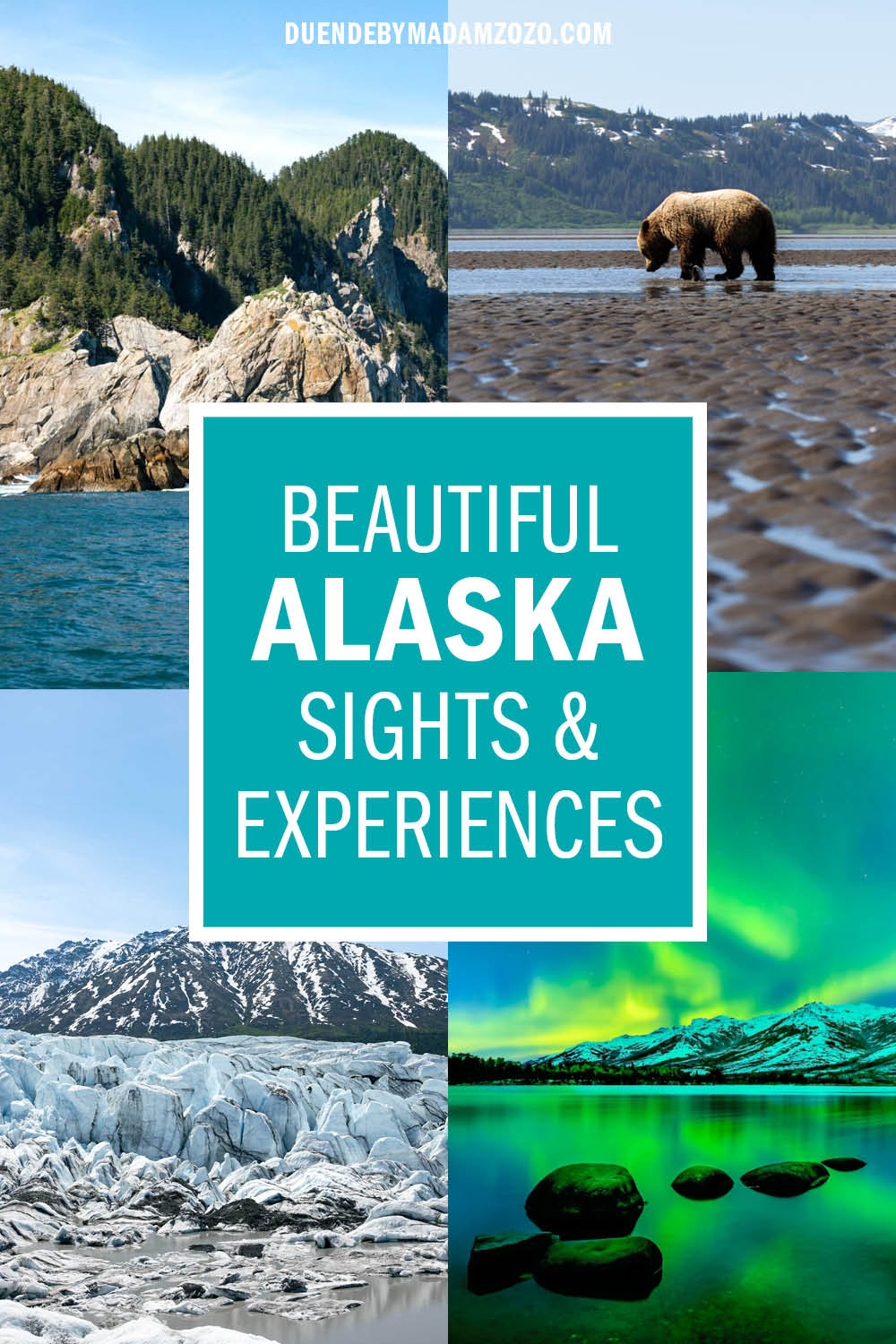 Title "Beautiful Alaska Sights & Experiences" with images of landscapes and wildlife in the background