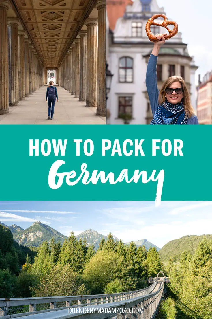 Images of Berlin, Munich and the German Alps with title "How to pack for Germany"