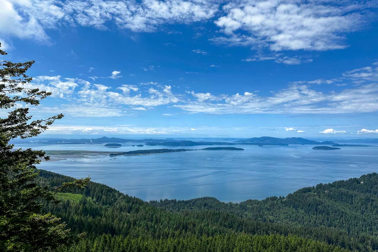 San Juan Islands viewed from Oyster Dome on a sunny day