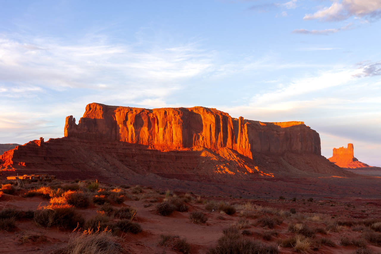 Elephant Butte glowing at sunset