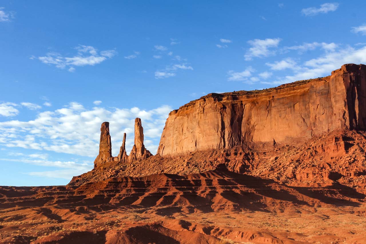 Three Sisters rock spires on a sunny day