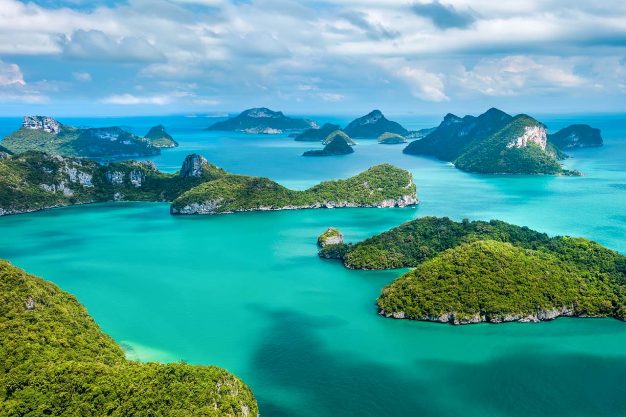 Tropical group of islands in Ang Thong National Marine Park, Thailand.