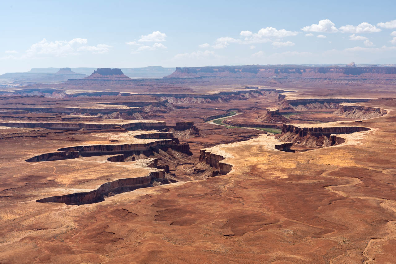 Overlook to desert canyon with river running through