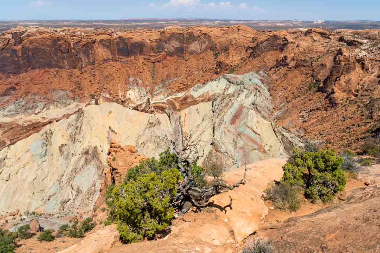 View over colourful geology in a crater