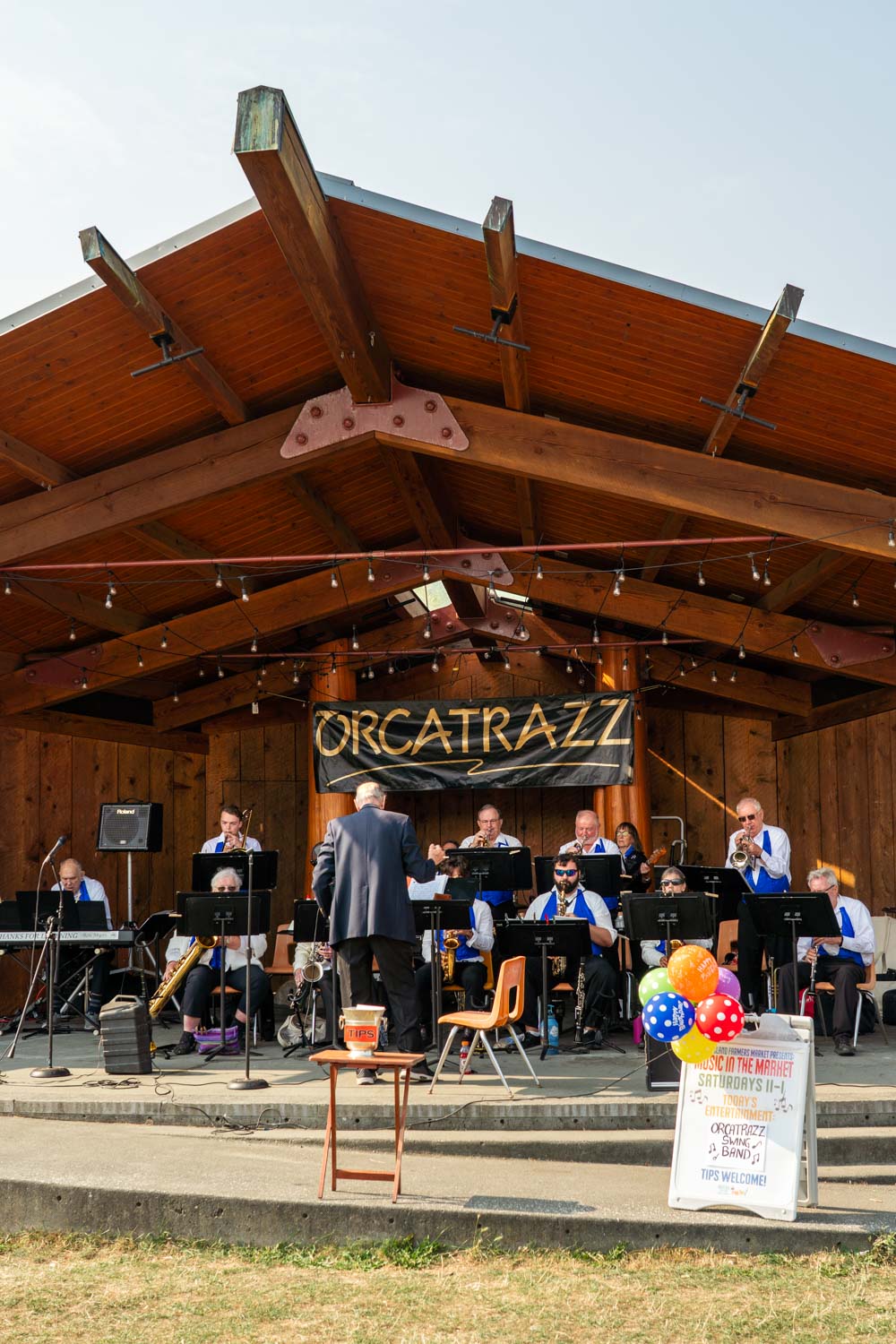 Swing band performing in ampitheatre