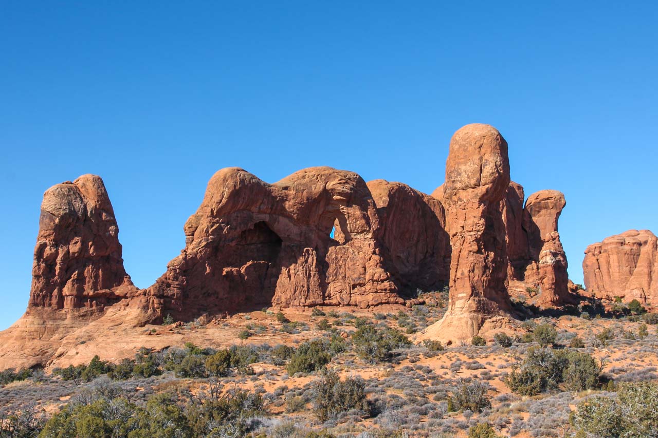 Garden of Eden rock formations against blue sky