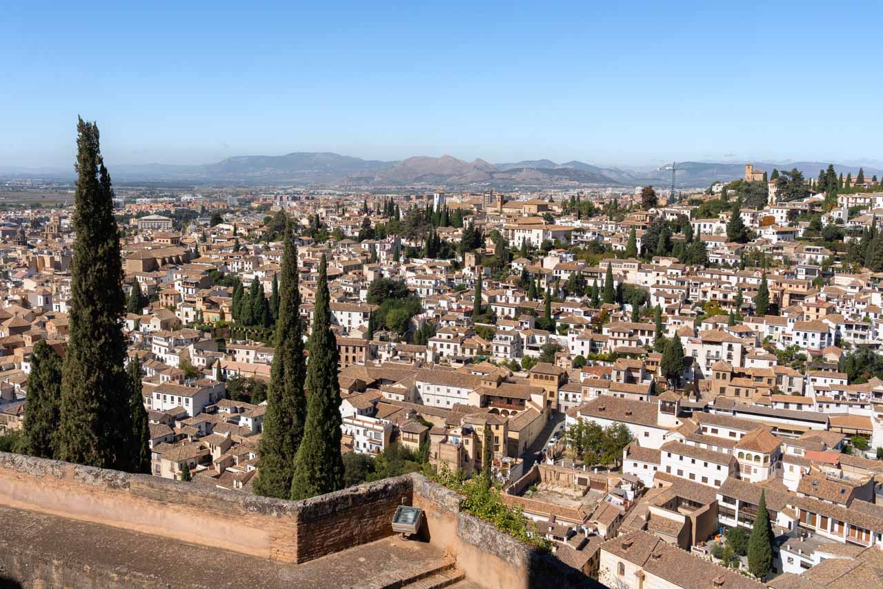 Granada viewed from Alhambra on a sunny day