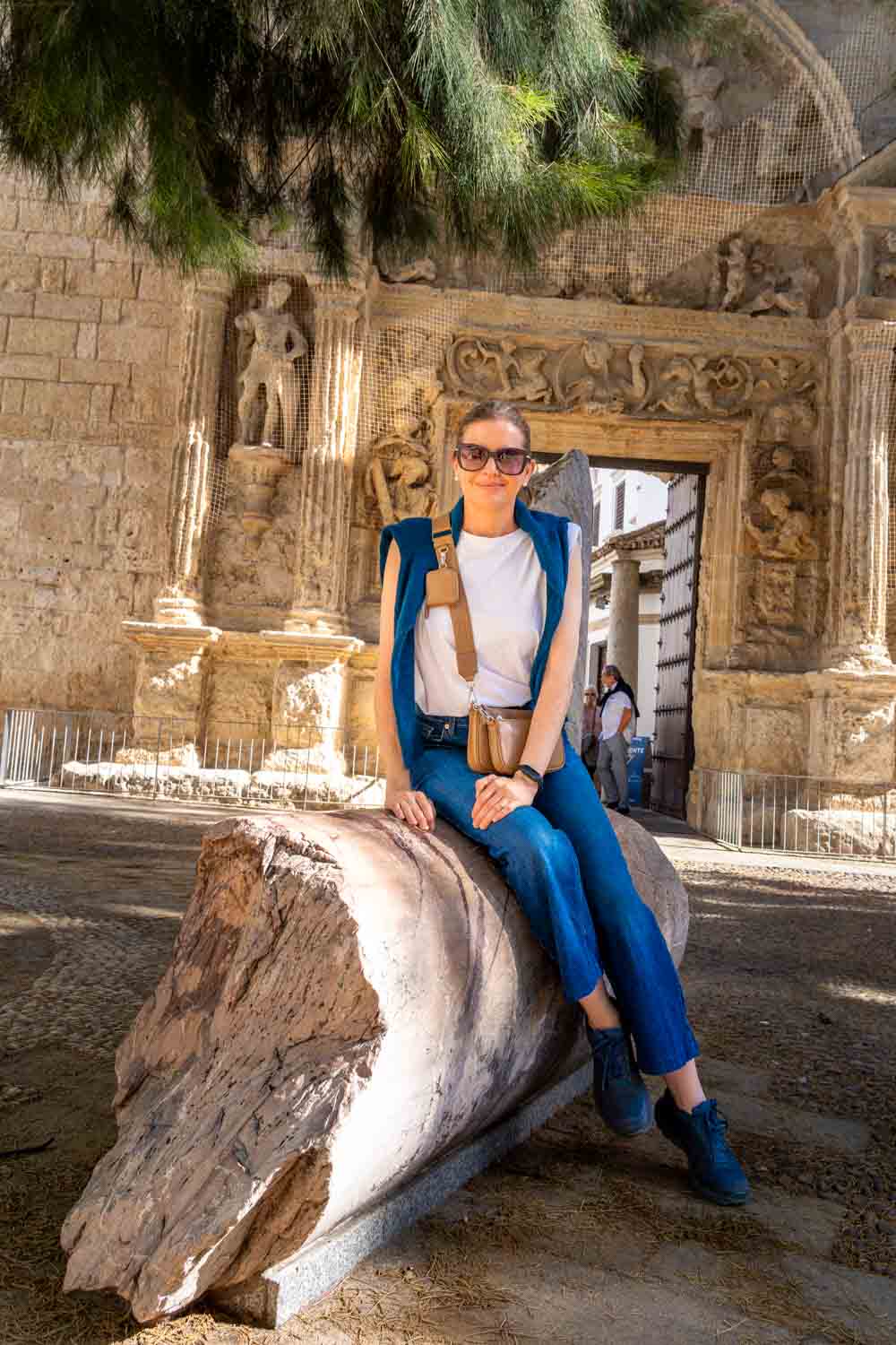 Madam ZoZo sitting on column outside archaeological museum