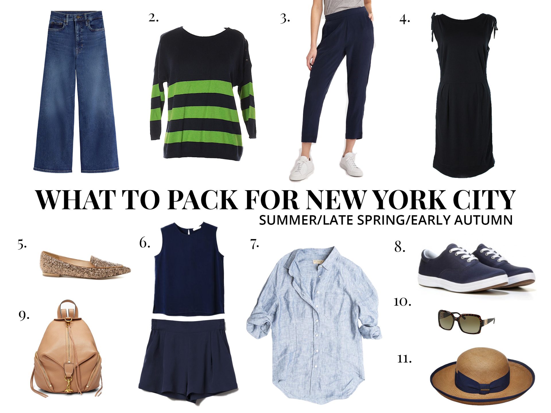 Capsule wardrobe for wearing in New York City in Summer