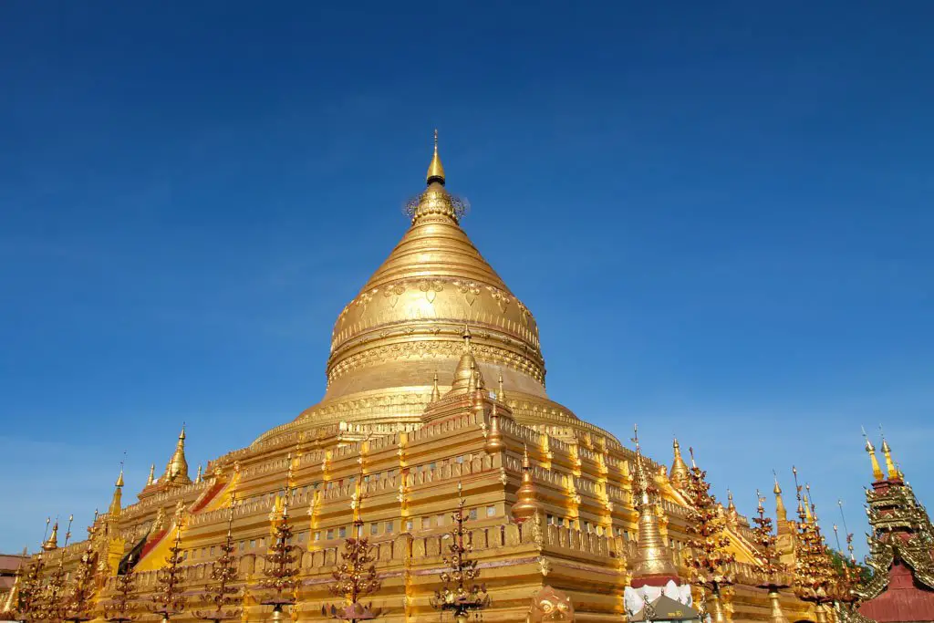 Gold pagoda with blue sky