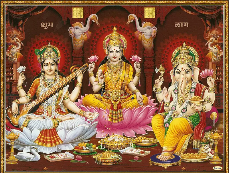 Saraswati, Lakshm & Ganesh
