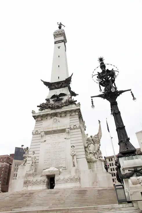 Obelisk-shaped, limestone monument in neoclassical style