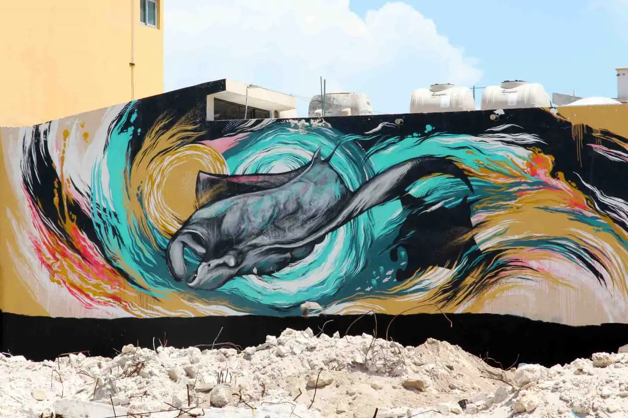 Manta ray mural by Australian street artist Meggs for Sea Walls