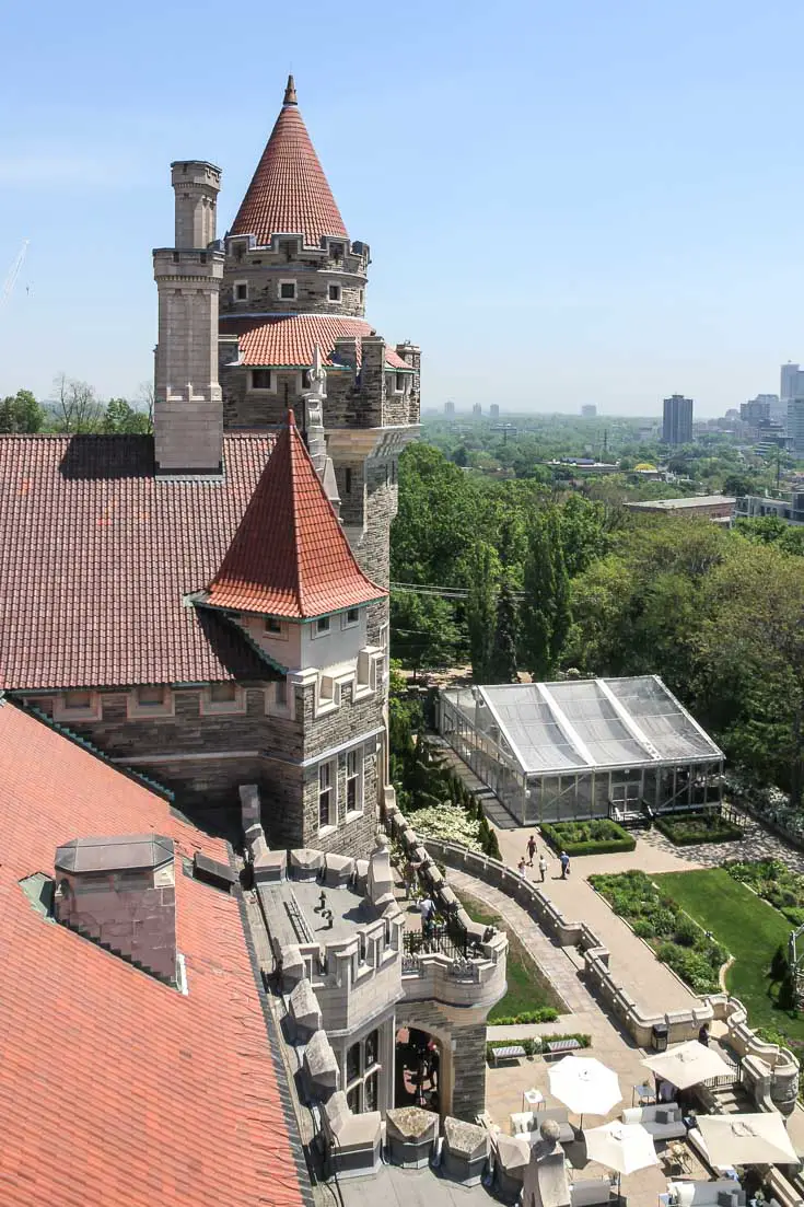 Turret view of garden, looking out to the horizon