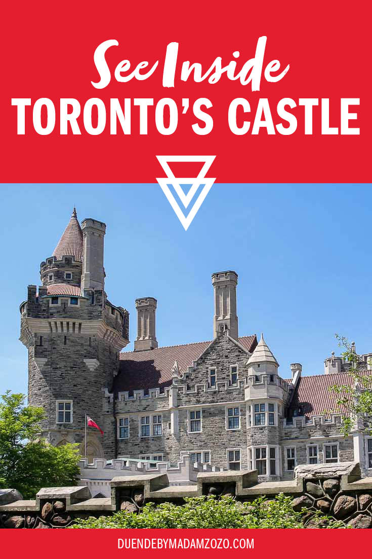 Text reading "See Inside Toronto's Castle" with photo of castle's exterior