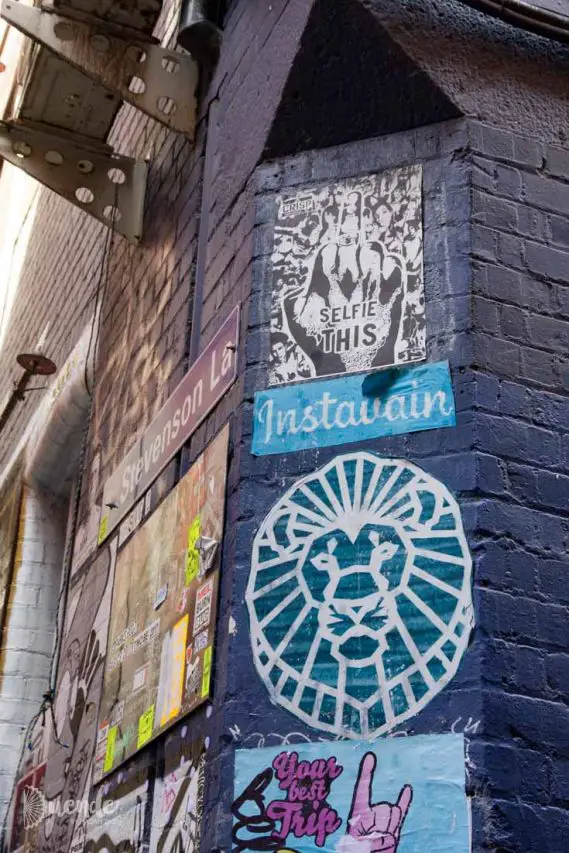 Sunfigo Lion and "Selfie This" paste up by unknown artist