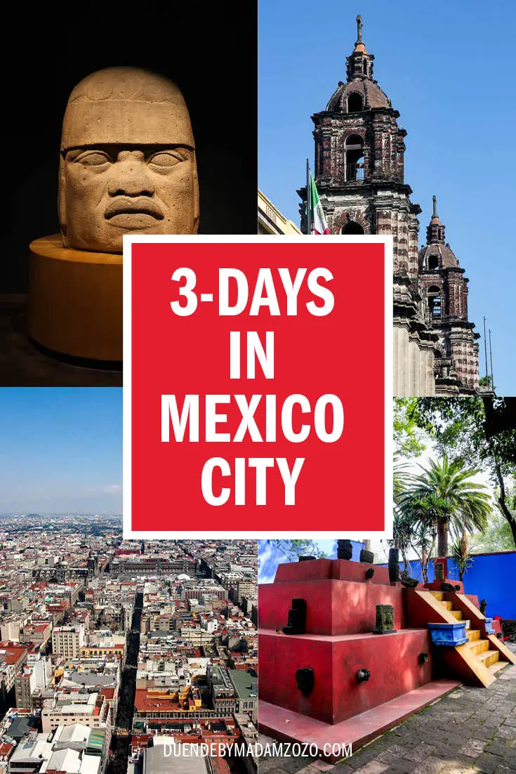 Four images of Mexico City with title overlay reading "3-days in Mexico City"
