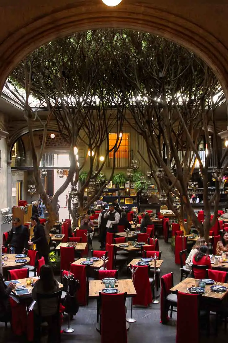 Restaurant in courtyard of historic building