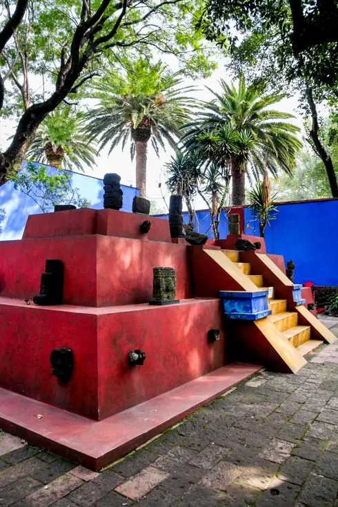 Pre-Colombian inspired pyramid in the garden