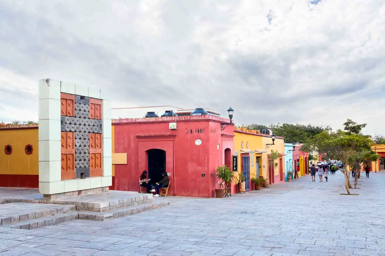 Colourful buildings on Calle de Xólotl, Oaxaca City