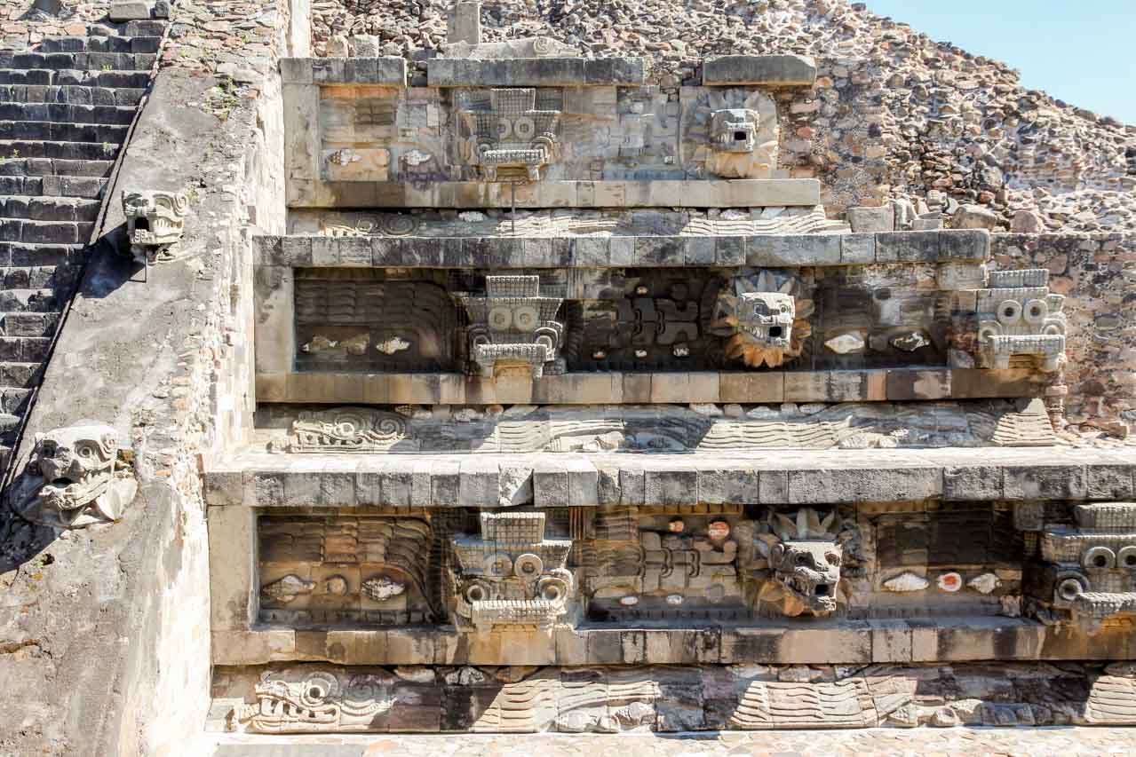 Sculptural details from the Temple of the Feathered Serpent