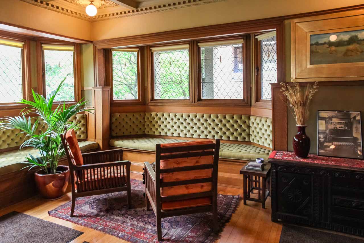 Sitting room in Frank Lloyd Wright's Chicago home