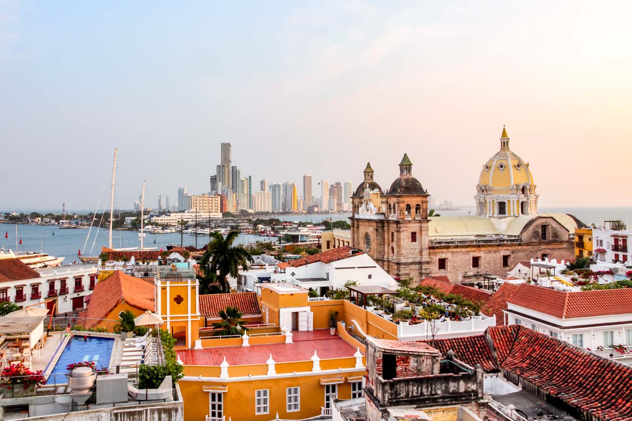 Sunset view over Cartagena rooftops